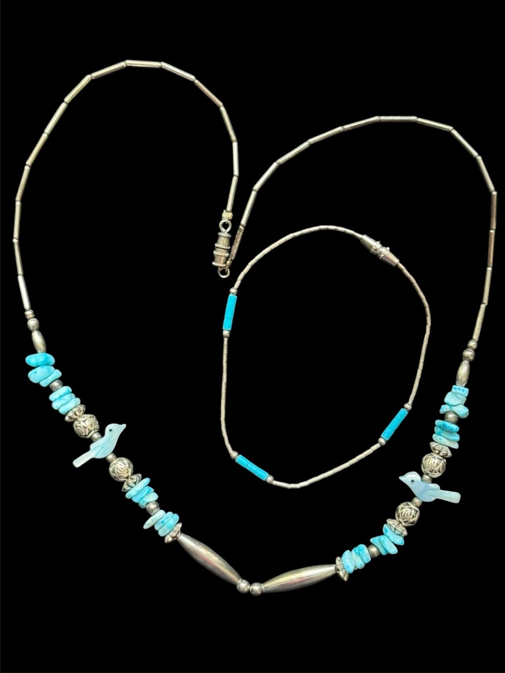 Silver and Turquoise Bracelet & Fetish Necklace